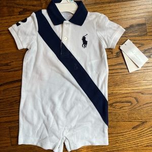 NWT Ralph Lauren polo style romper shorts and short sleeve size 6 month